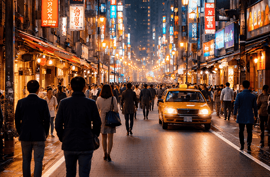 Jalanan kota di malam hari